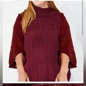 NWT ST Johns Bay Poncho Sweater size 3X 🌺🌸🌹wine in color